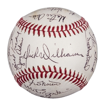 1972 World Series Champions Oakland As Team Signed OAL Cronin Baseball With 30 Signatures Including Hunter, Williams and Jackson (JSA)